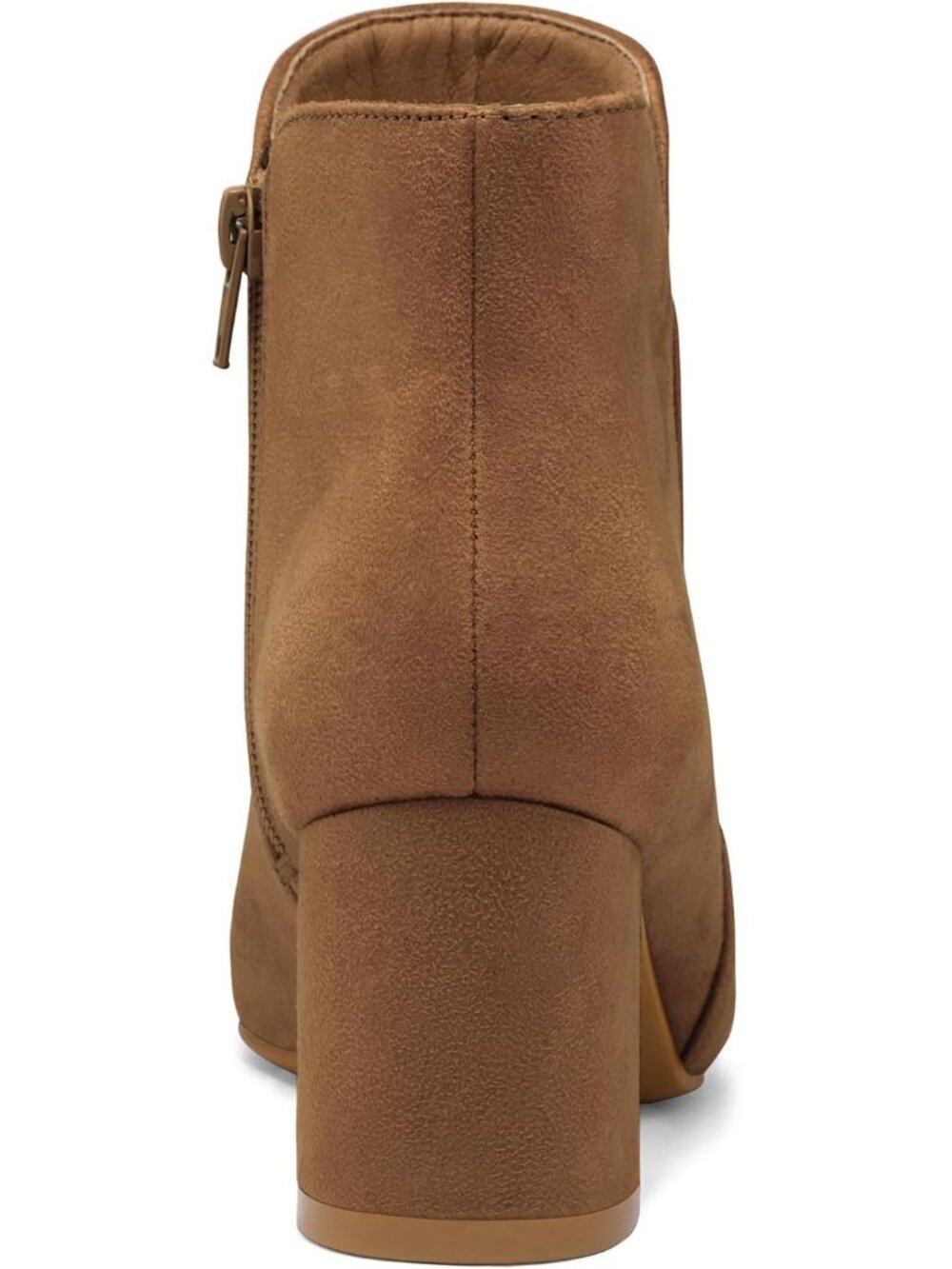 Women's Brown Suede Casual Chunky Block Heel Pointed Toe Side Zipper Ankle Boots - Picture 4 of 6